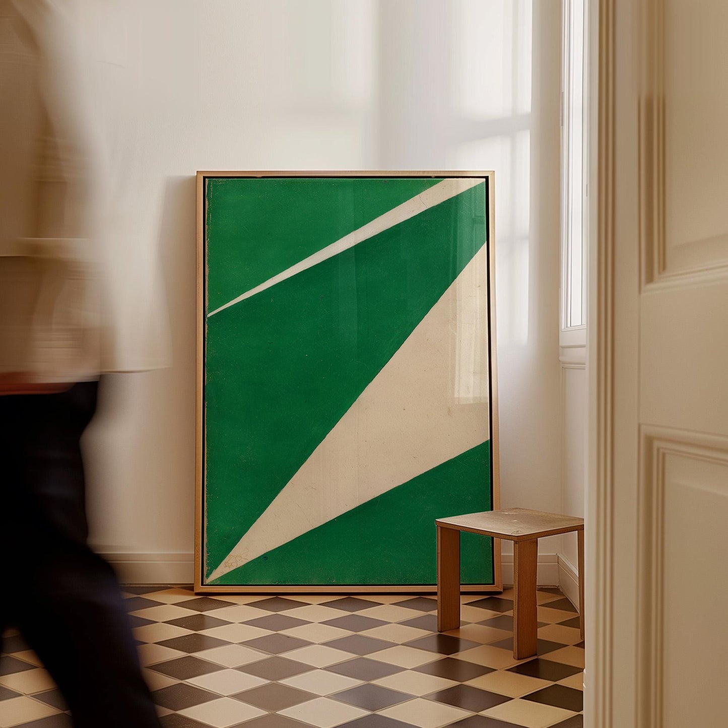 Green Geometric Minimalist Canvas Art