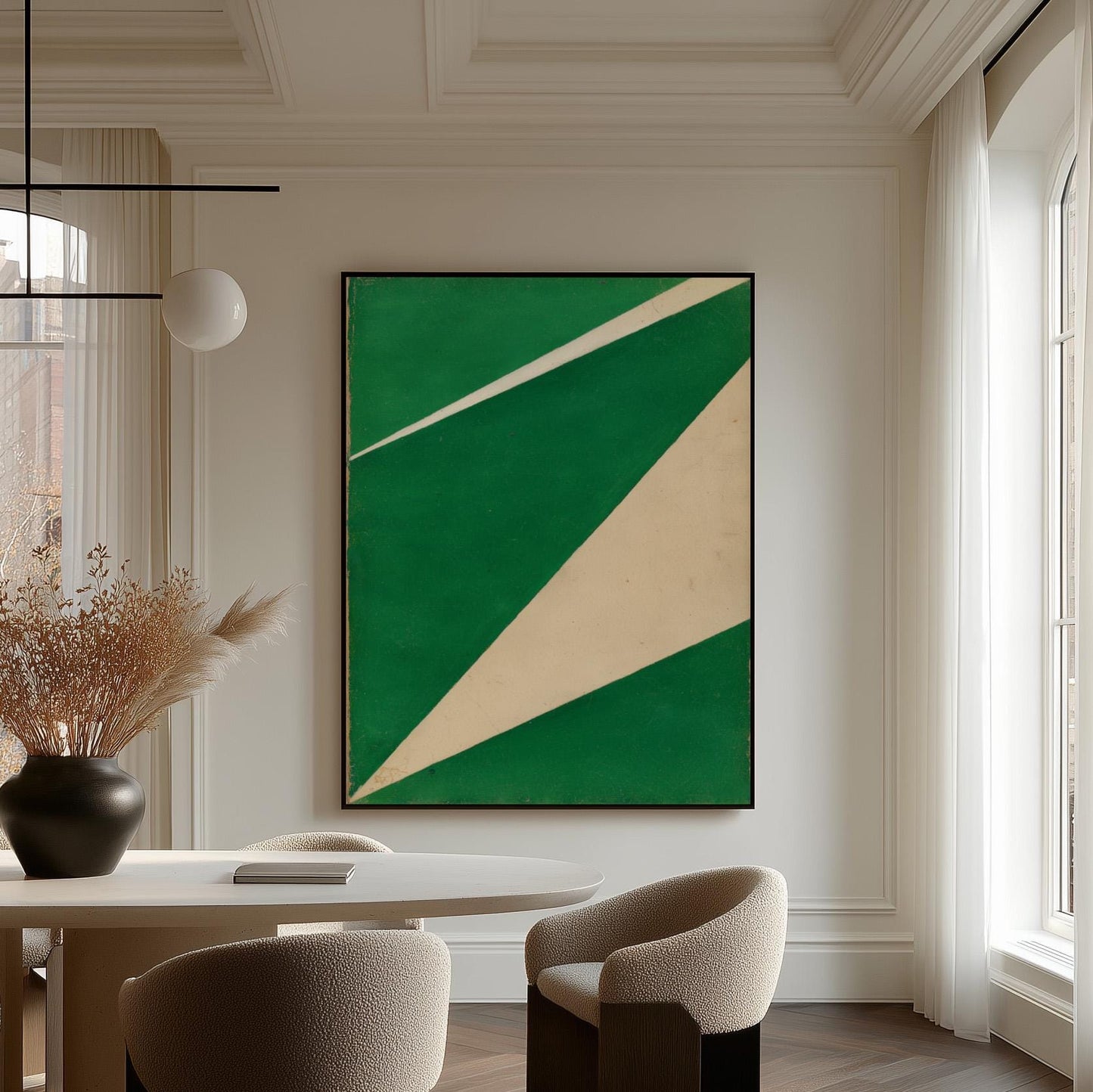 Green Geometric Minimalist Canvas Art