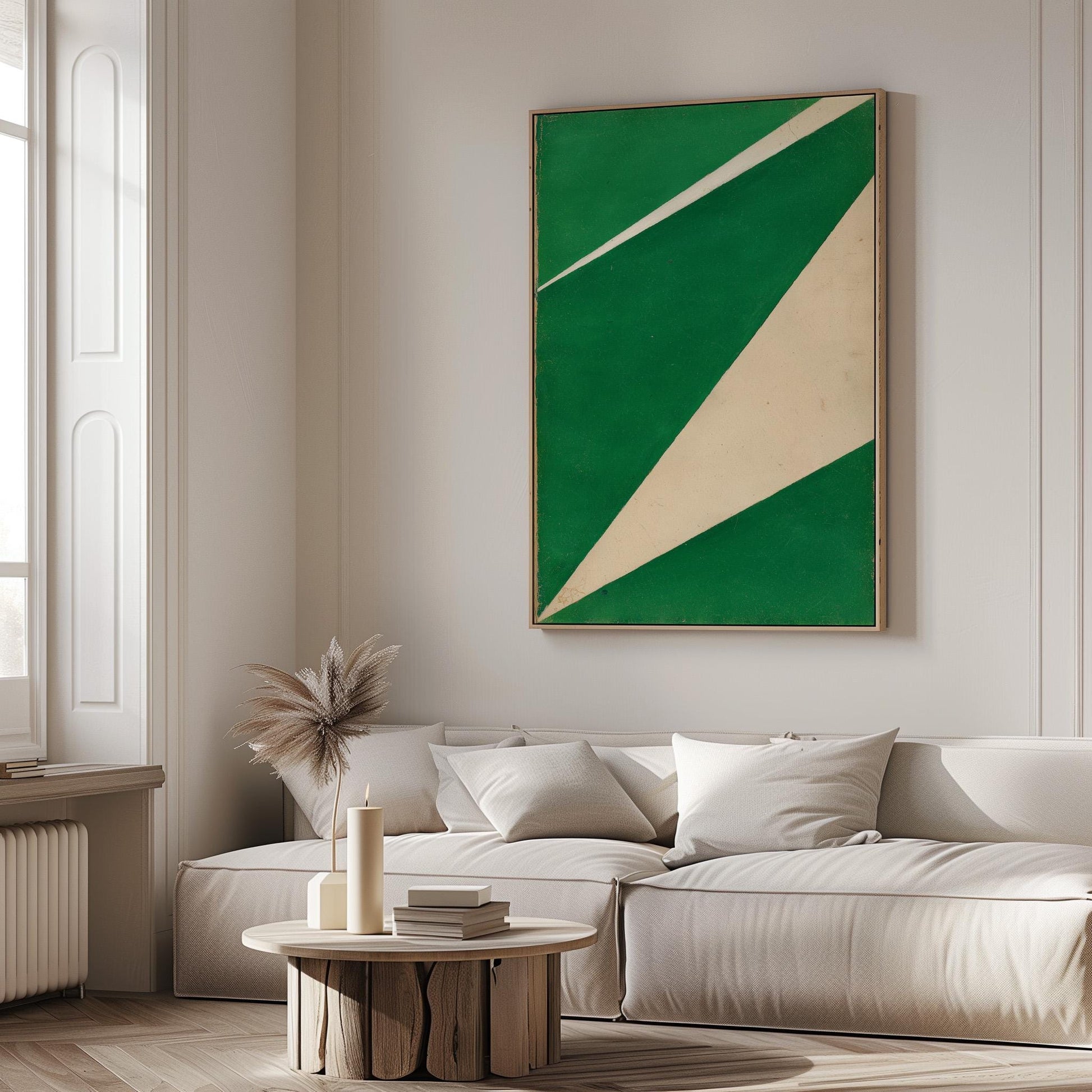 Green Geometric Minimalist Canvas Art