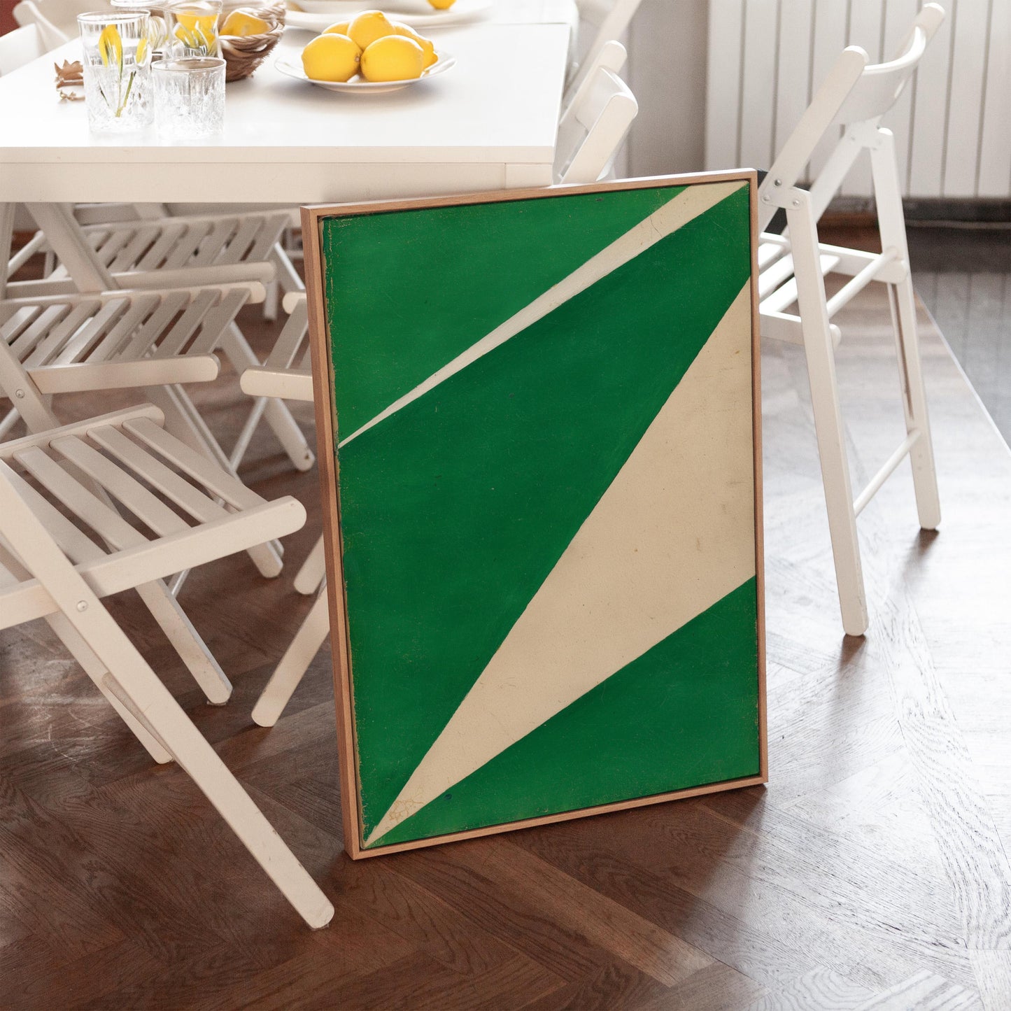 Green Geometric Minimalist Canvas Art