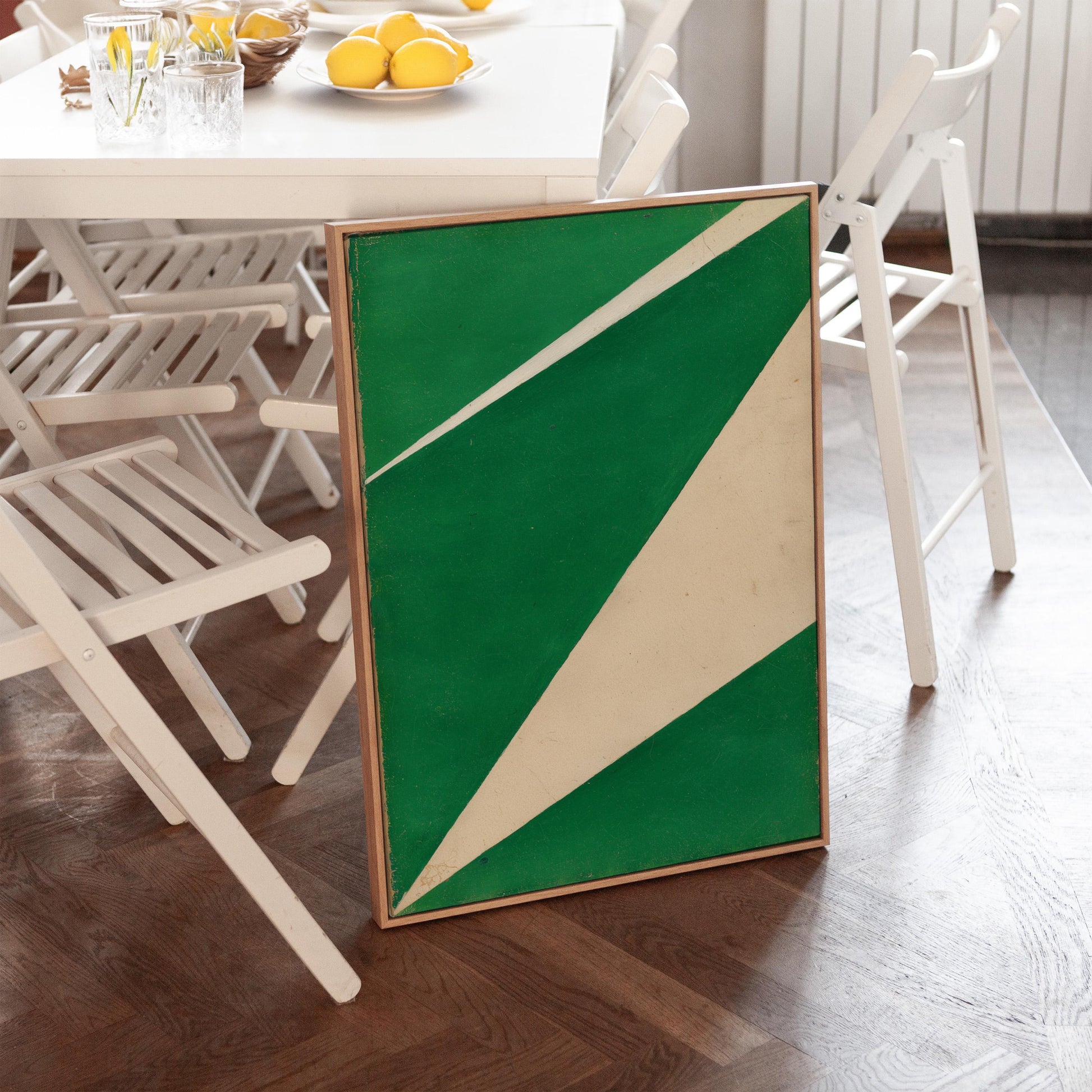 Green Geometric Minimalist Canvas Art