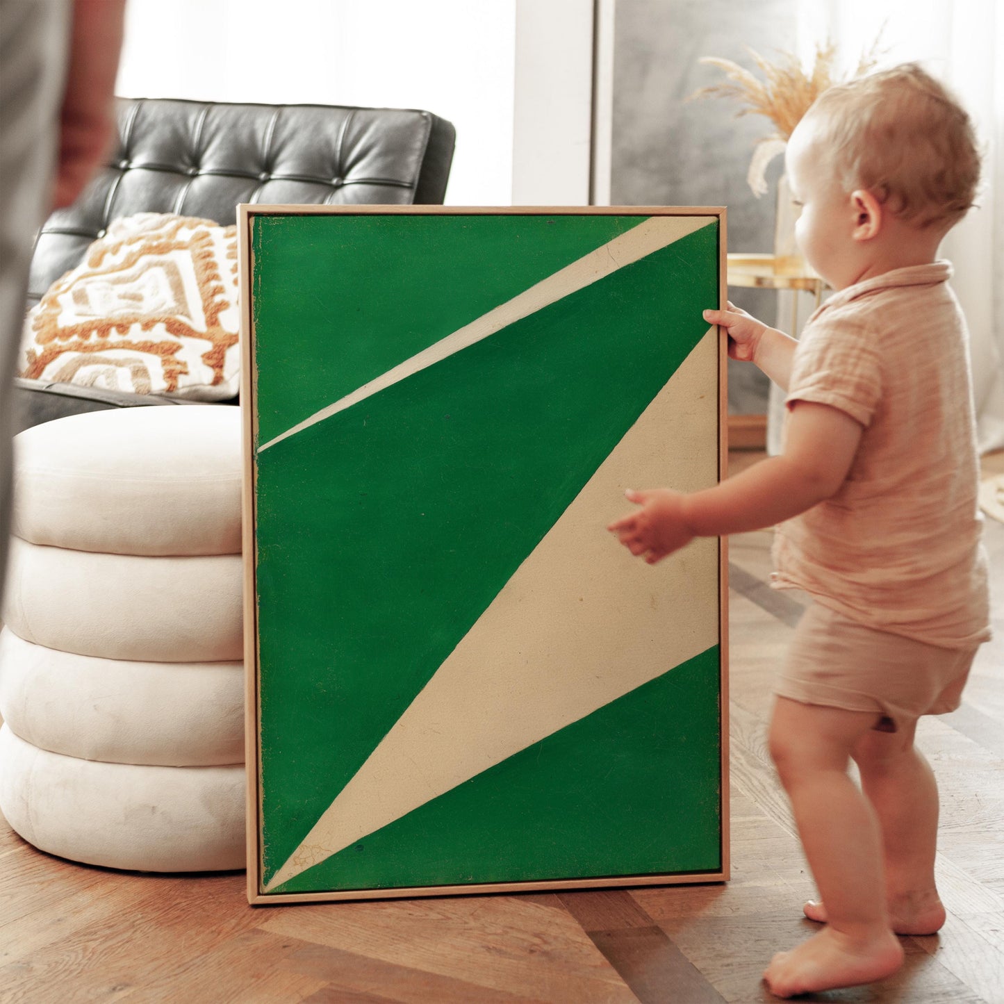 Green Geometric Minimalist Canvas Art