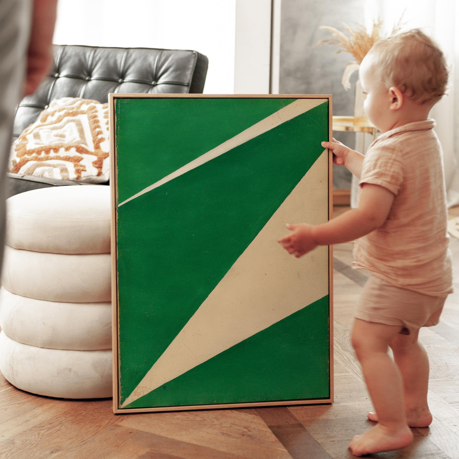 Green Geometric Minimalist Canvas Art
