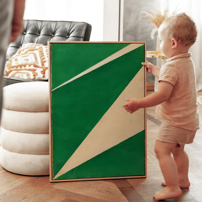 Green Geometric Minimalist Canvas Art