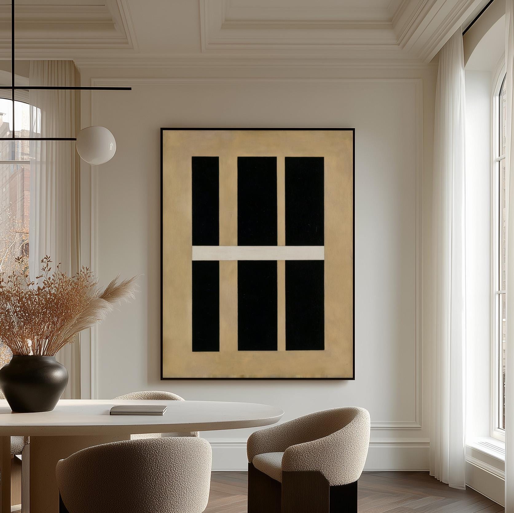 Black and Gold Geometric Canvas Art