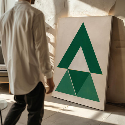 Green Triangle Geometry Canvas Art