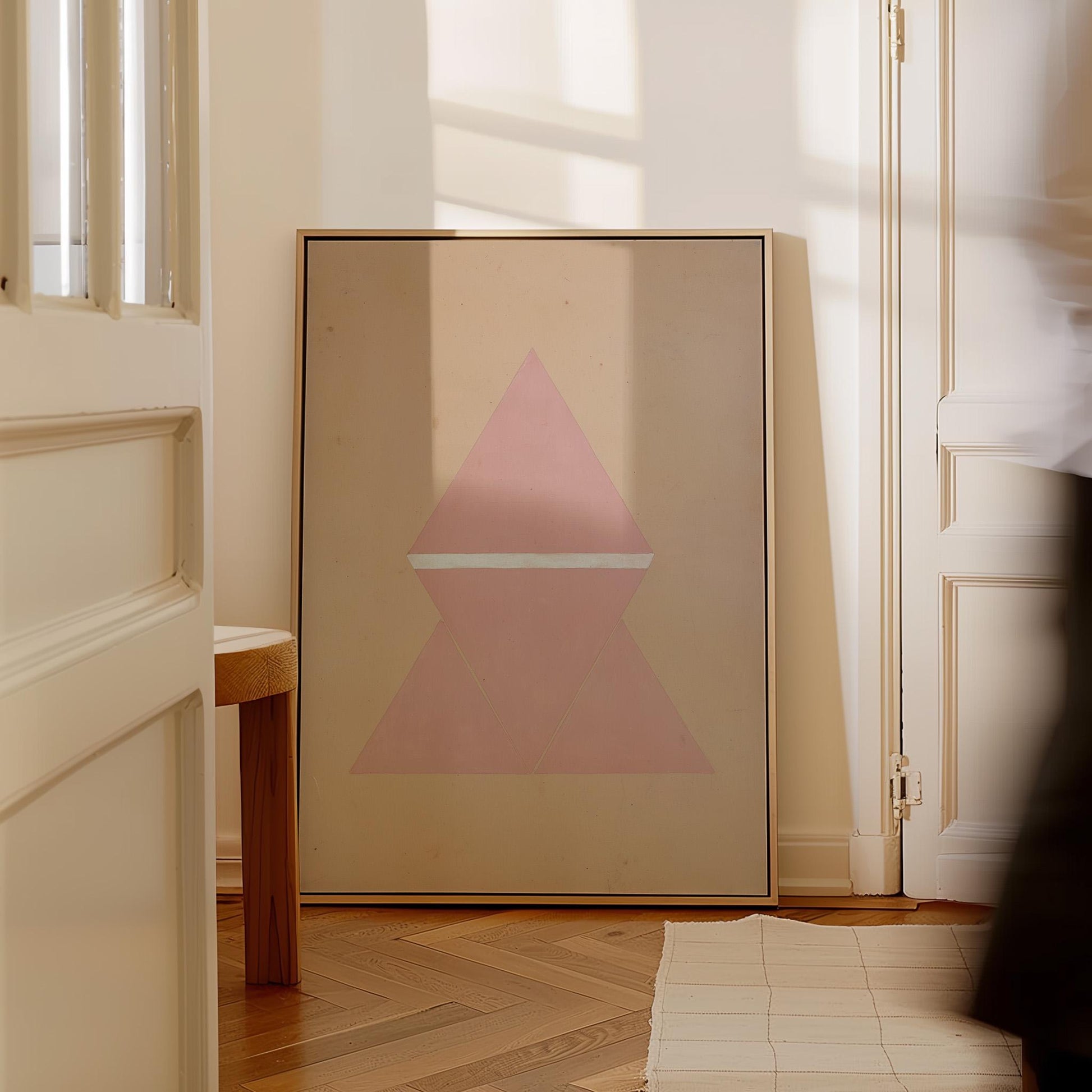 Pink Geometric Triangle Canvas Art