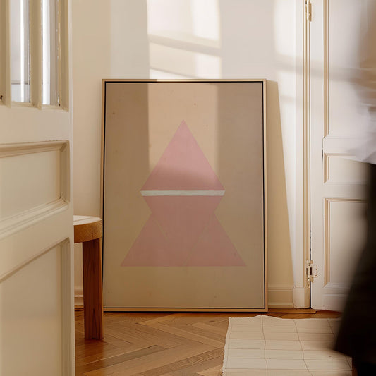Pink Geometric Triangle Canvas Art