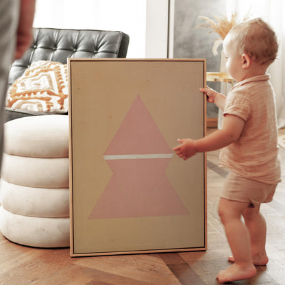 Pink Geometric Triangle Canvas Art