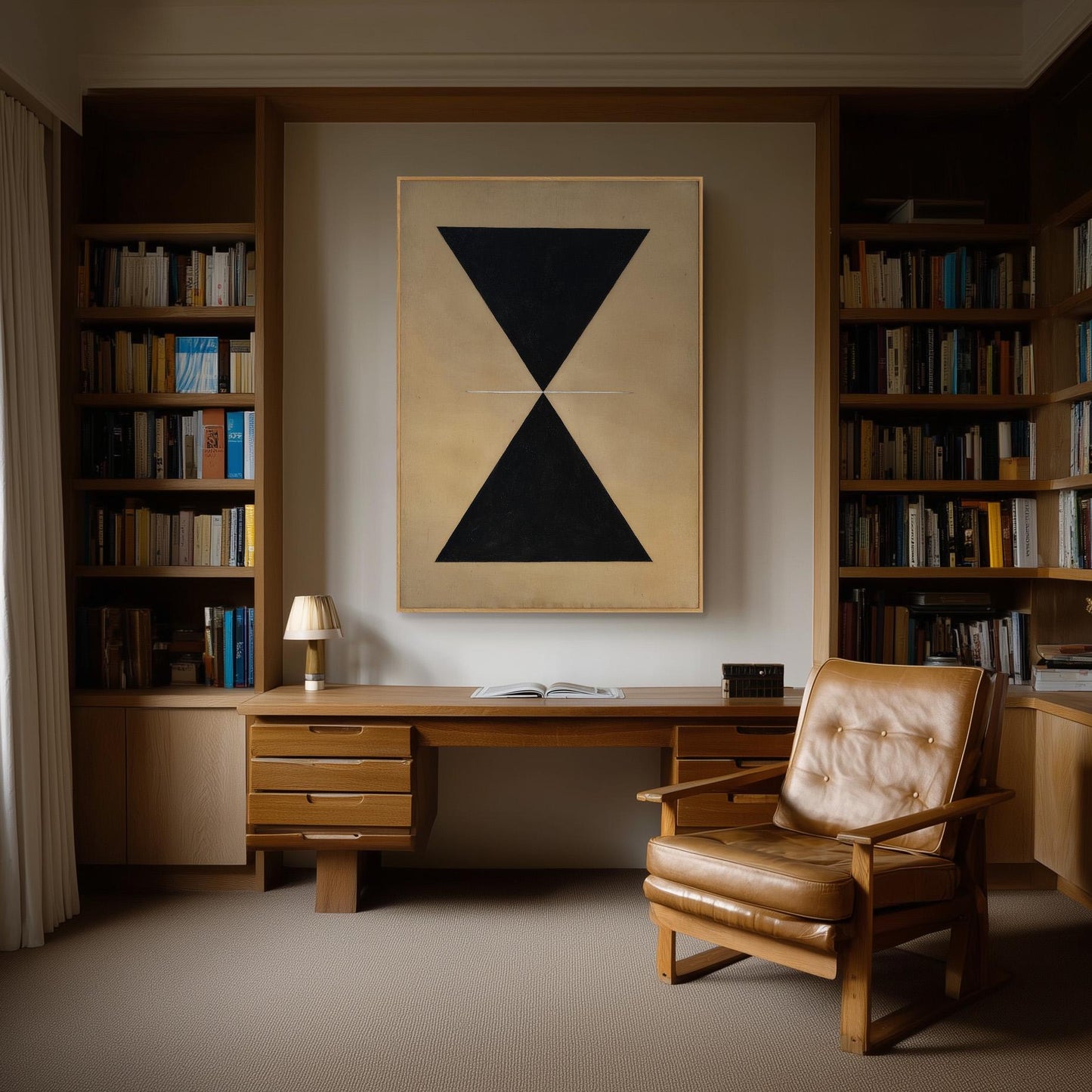 Black Geometric Hourglass Canvas