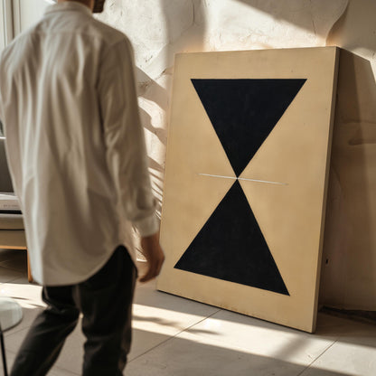 Black Geometric Hourglass Canvas