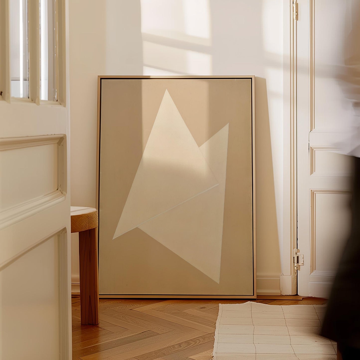 Soft Neutral Geometric Canvas Art