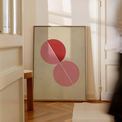 Pink Geometric Circles Canvas Art with Floating Frame