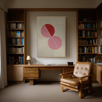 Pink Geometric Circles Canvas Art with Floating Frame