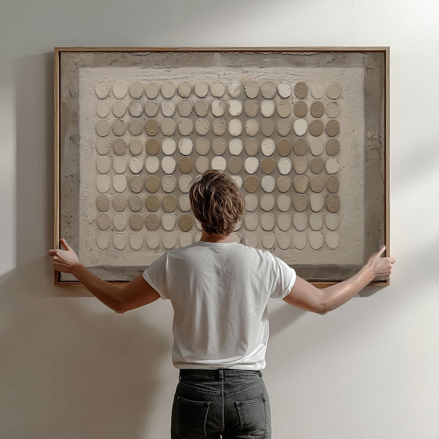 Canvas Wall Art: Neutral Wabi-sabi Design - Floating Wood Frame Option