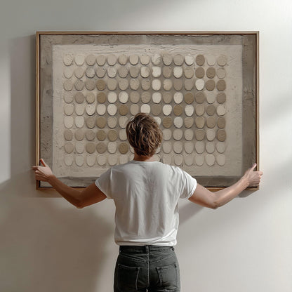 Canvas Wall Art: Neutral Wabi-sabi Design - Floating Wood Frame Option