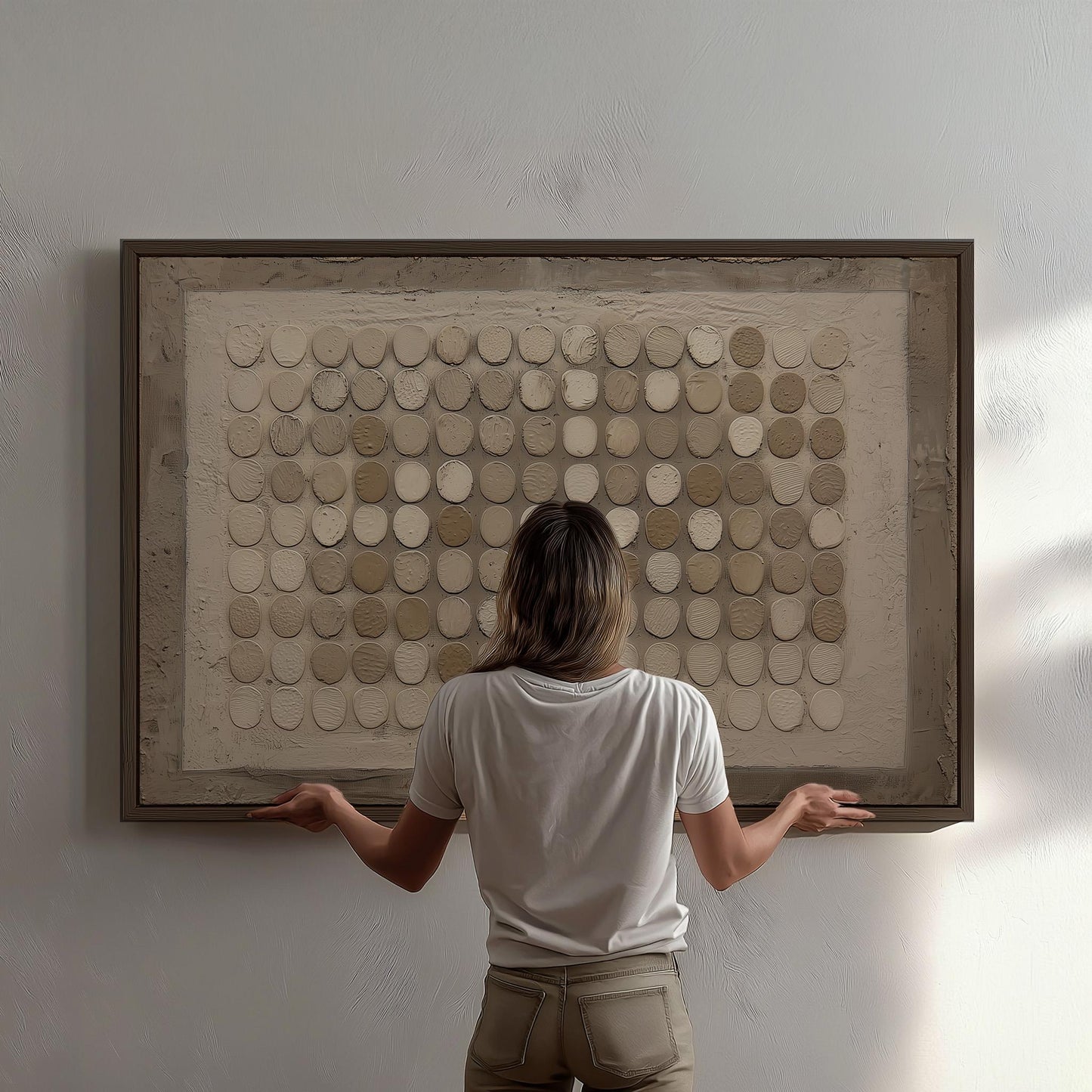Canvas Wall Art: Neutral Wabi-sabi Design - Floating Wood Frame Option