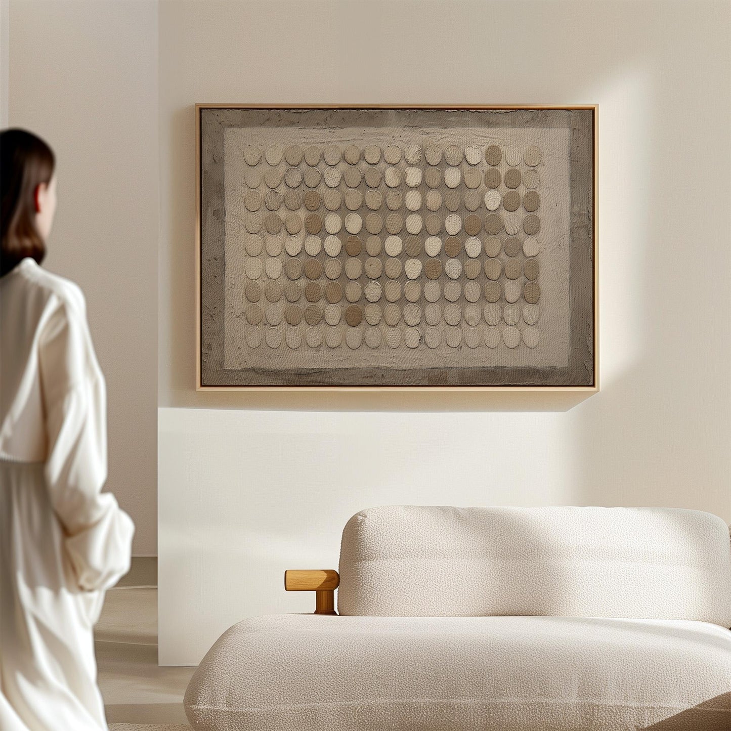 Canvas Wall Art: Neutral Wabi-sabi Design - Floating Wood Frame Option