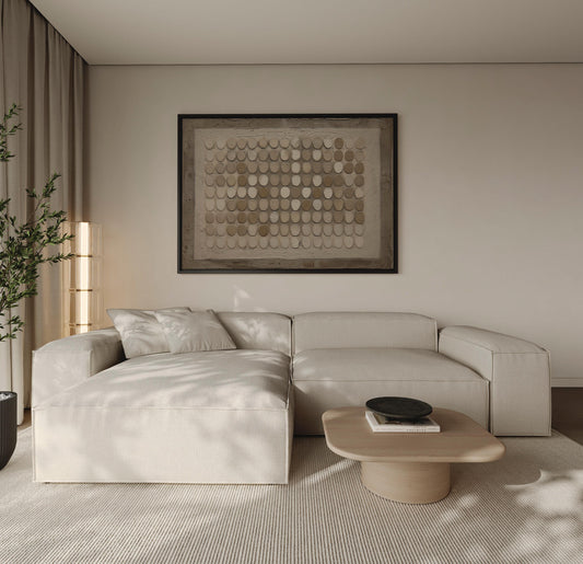 Canvas Wall Art: Neutral Wabi-sabi Design - Floating Wood Frame Option