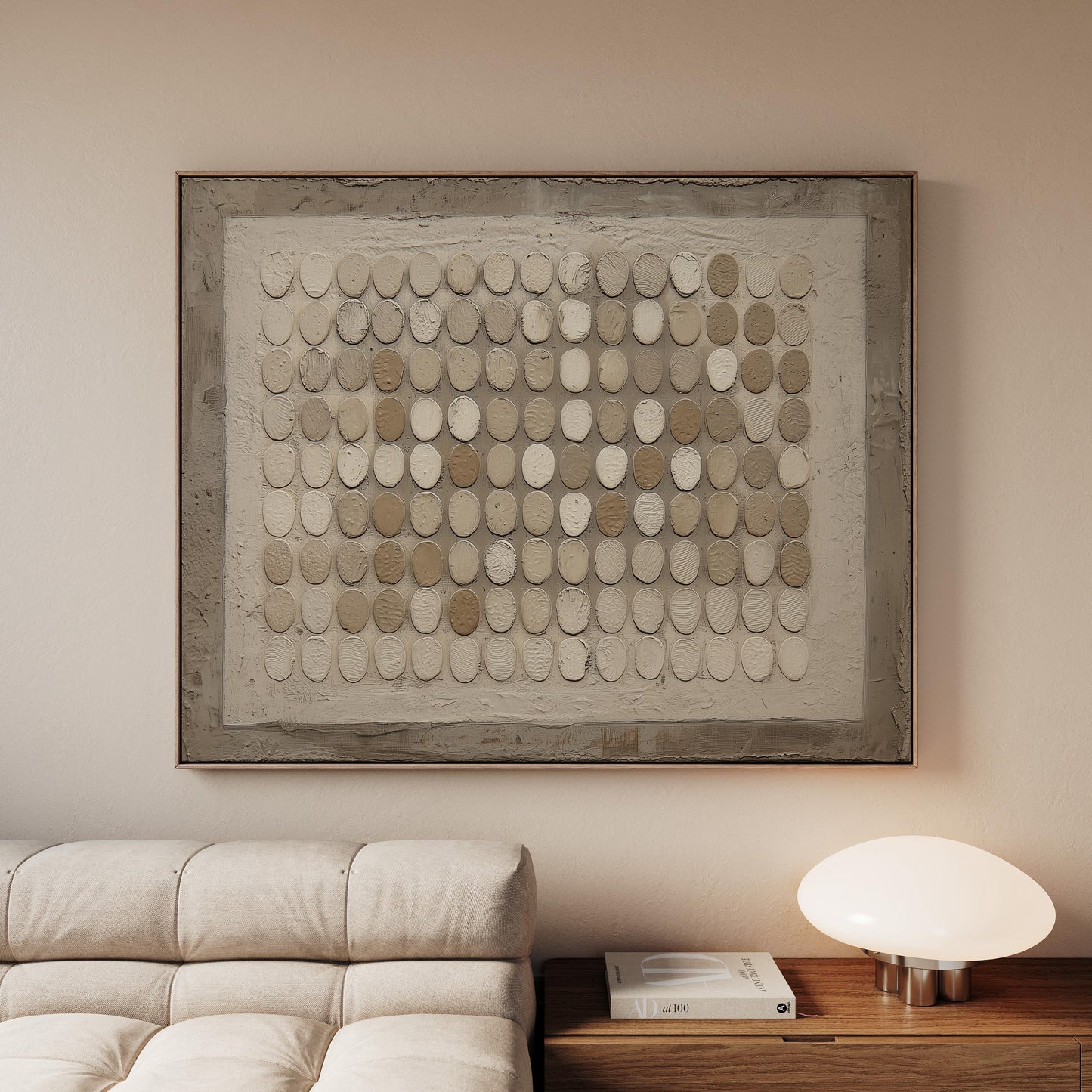 Canvas Wall Art: Neutral Wabi-sabi Design - Floating Wood Frame Option