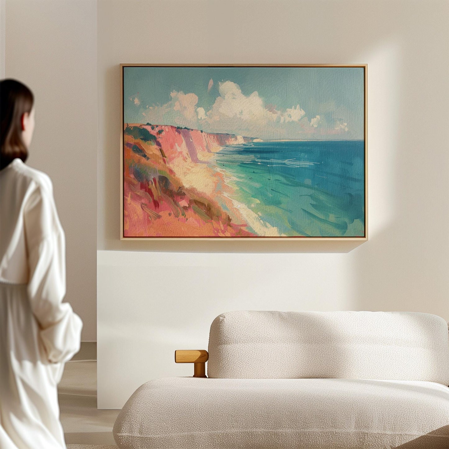 Coastal Cliff Canvas Art: Colorful Seaside Giclée Print