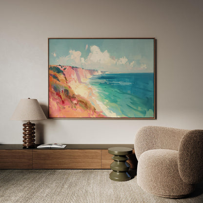 Coastal Cliff Canvas Art: Colorful Seaside Giclée Print