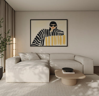 Canvas Wall Art: Woman in Sunglasses - Minimalist Abstract Style
