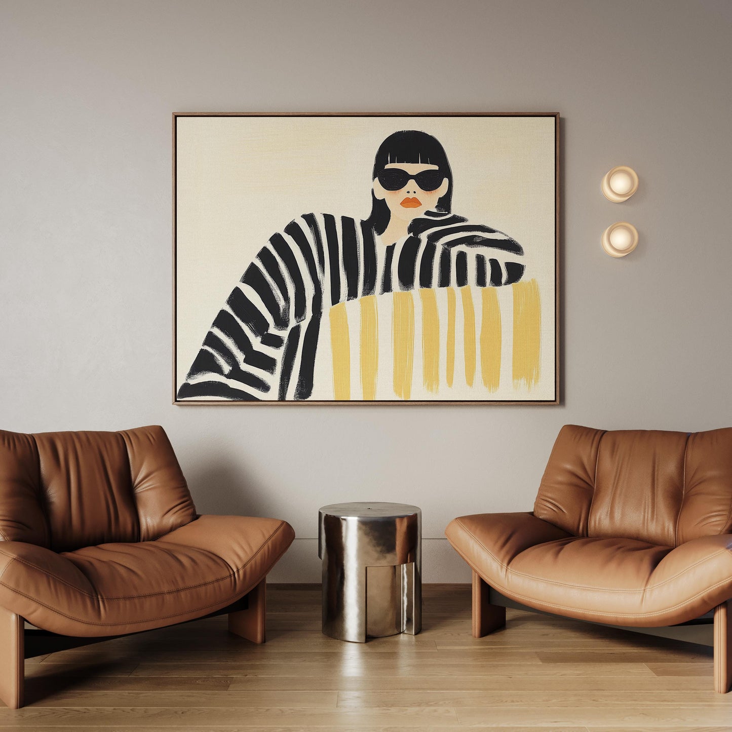 Canvas Wall Art: Woman in Sunglasses - Minimalist Abstract Style