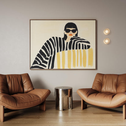 Canvas Wall Art: Woman in Sunglasses - Minimalist Abstract Style