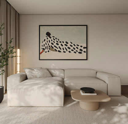 Dot Grid Canvas Art: Minimalist Neutral Abstract (Framed or Unframed)