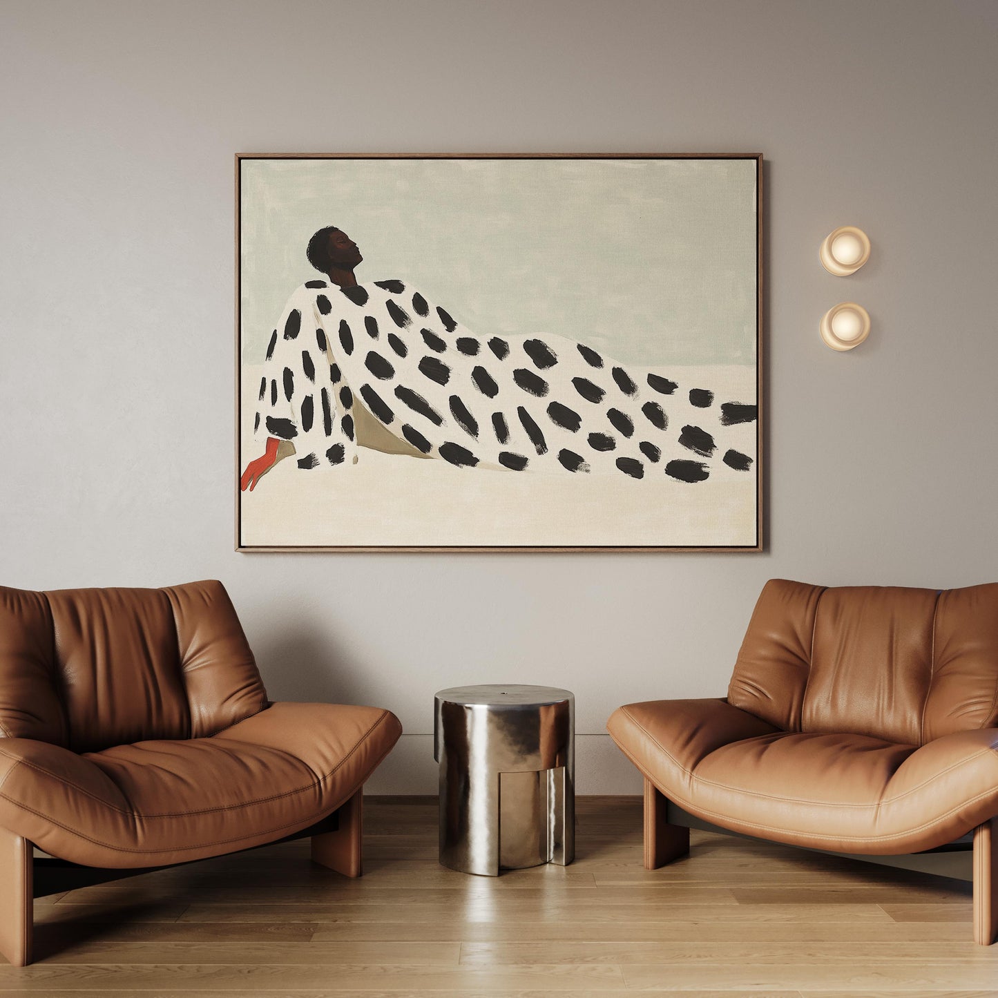 Dot Grid Canvas Art: Minimalist Neutral Abstract (Framed or Unframed)