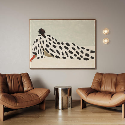 Dot Grid Canvas Art: Minimalist Neutral Abstract (Framed or Unframed)