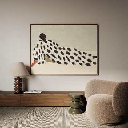Dot Grid Canvas Art: Minimalist Neutral Abstract (Framed or Unframed)