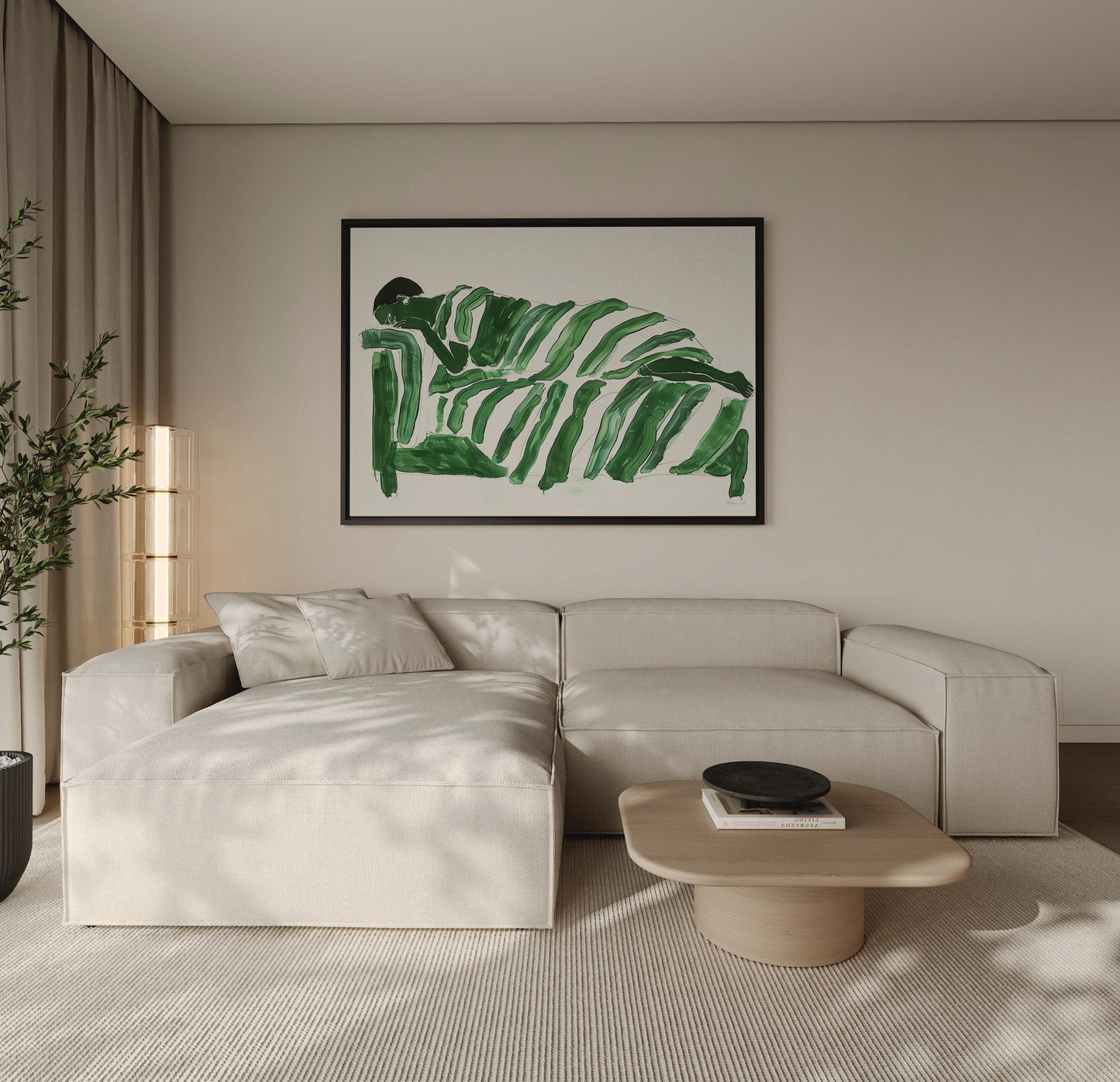 Green Abstract Figure Canvas Wall Art