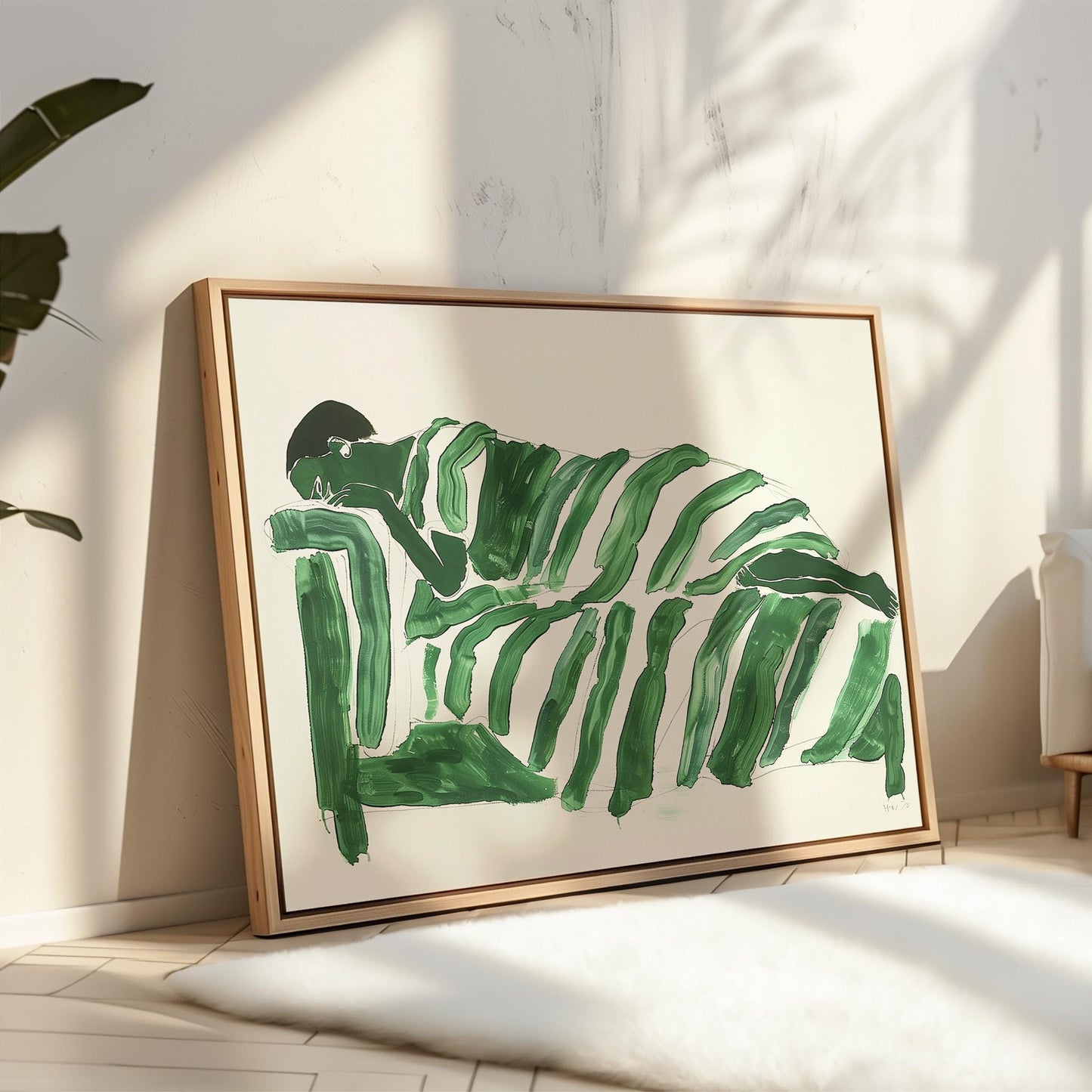 Green Abstract Figure Canvas Wall Art
