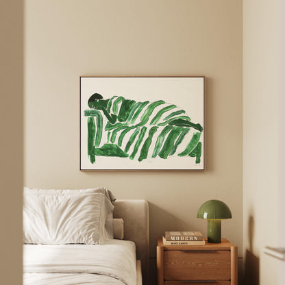 Green Abstract Figure Canvas Wall Art
