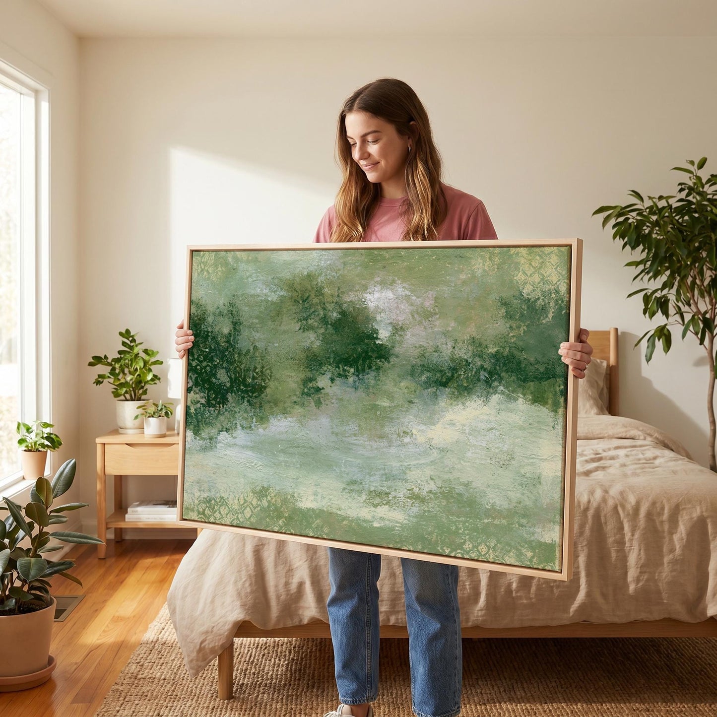 Abstract Green Landscape Canvas Wall Art