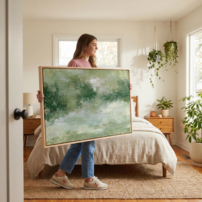 Abstract Green Landscape Canvas Wall Art