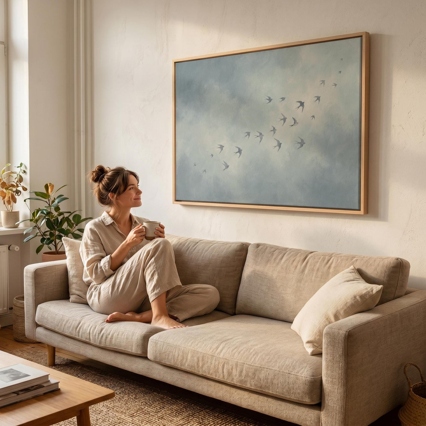 Swallows in Flight Canvas Wall Art