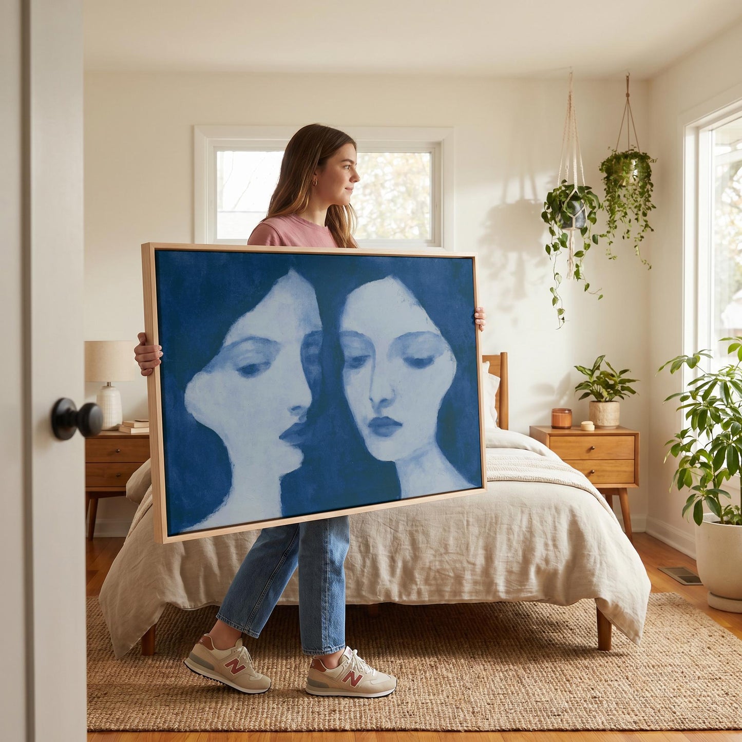 Two Women Portrait Canvas Wall Art