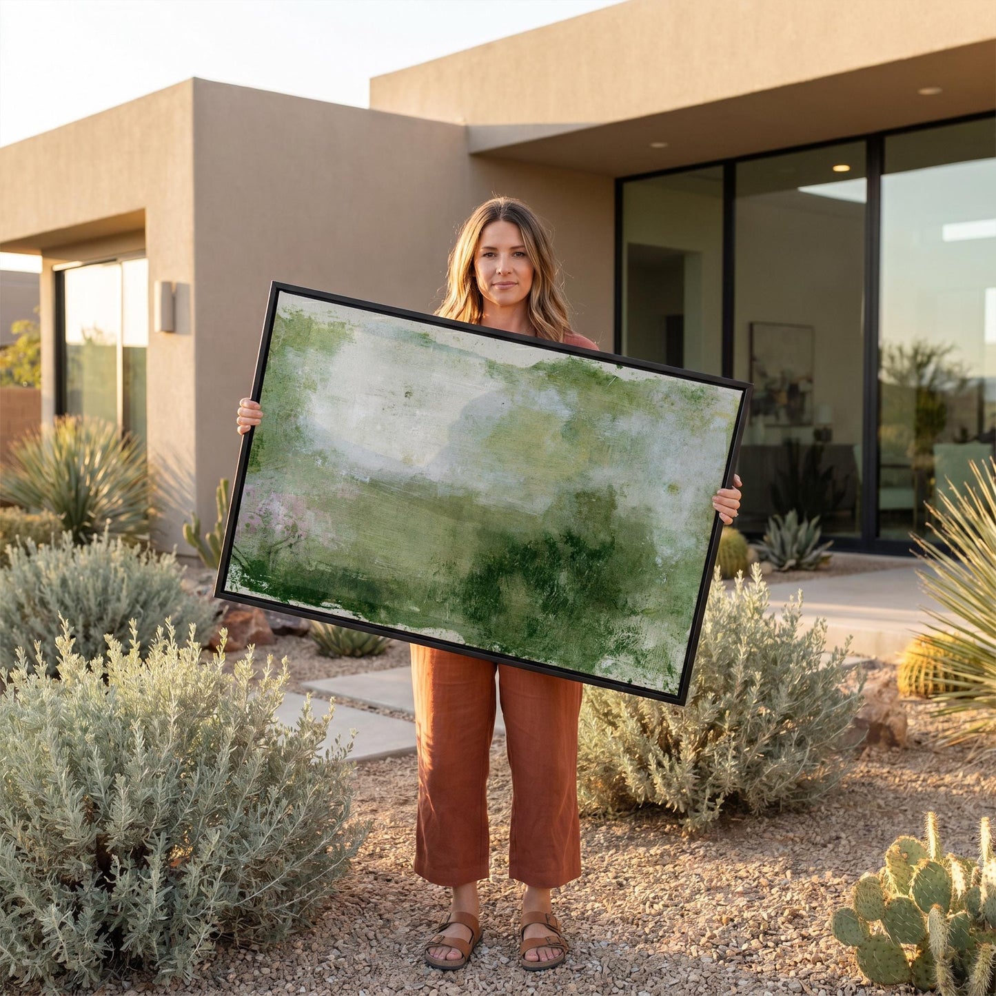 Abstract Green Landscape Canvas Wall Art