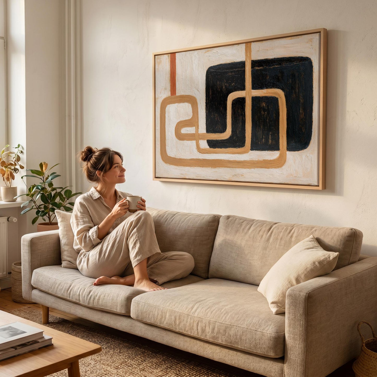 Abstract Geometric Lines Canvas Wall Art