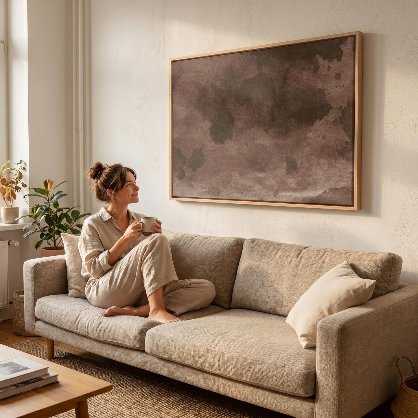 Brown Abstract Watercolor Canvas Wall Art