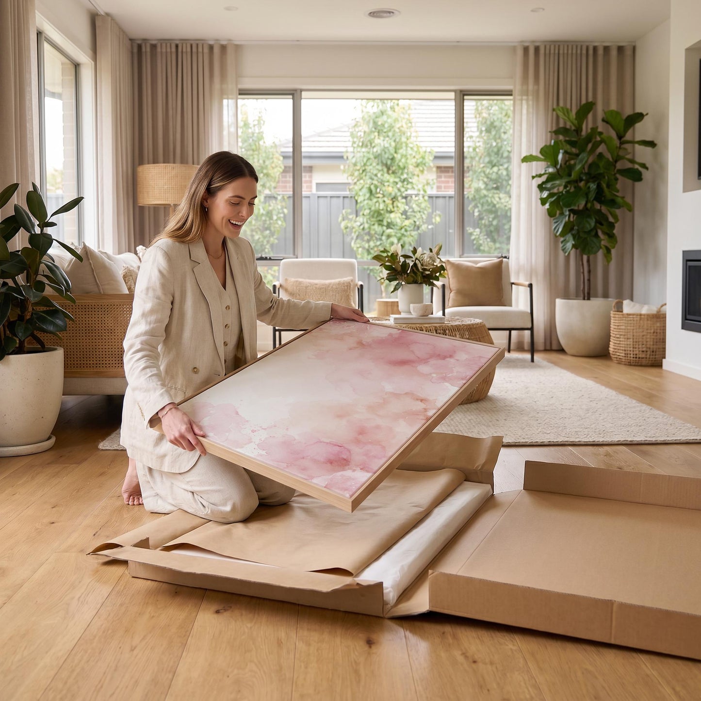 Pink Watercolor Abstract Canvas Wall Art
