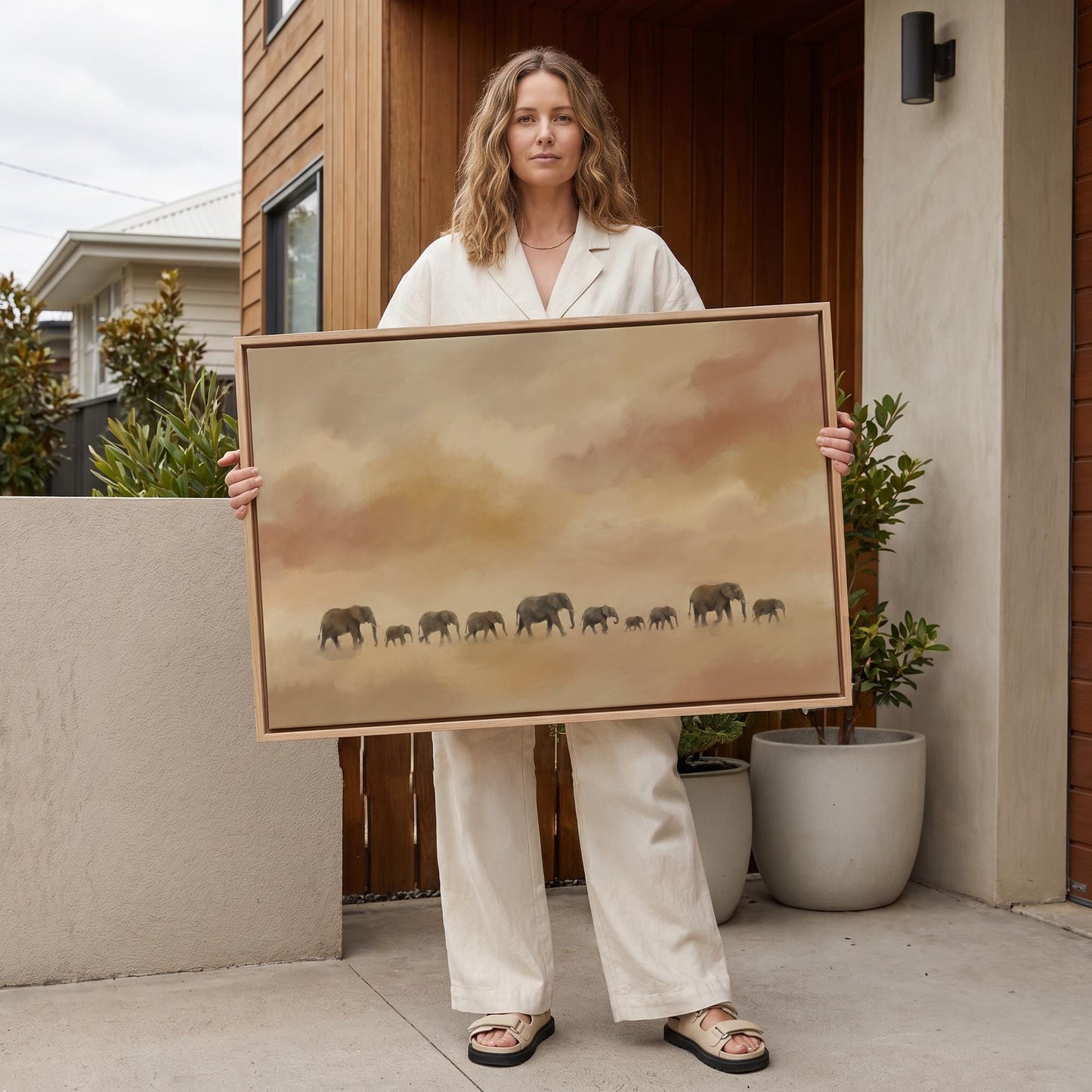 Elephant Herd Canvas Wall Art