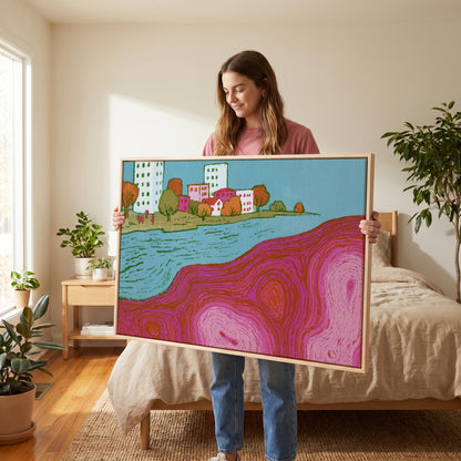 Cityscape River Canvas Wall Art