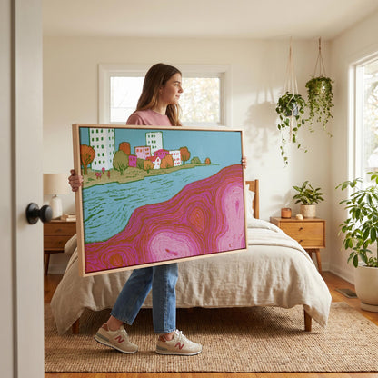 Cityscape River Canvas Wall Art