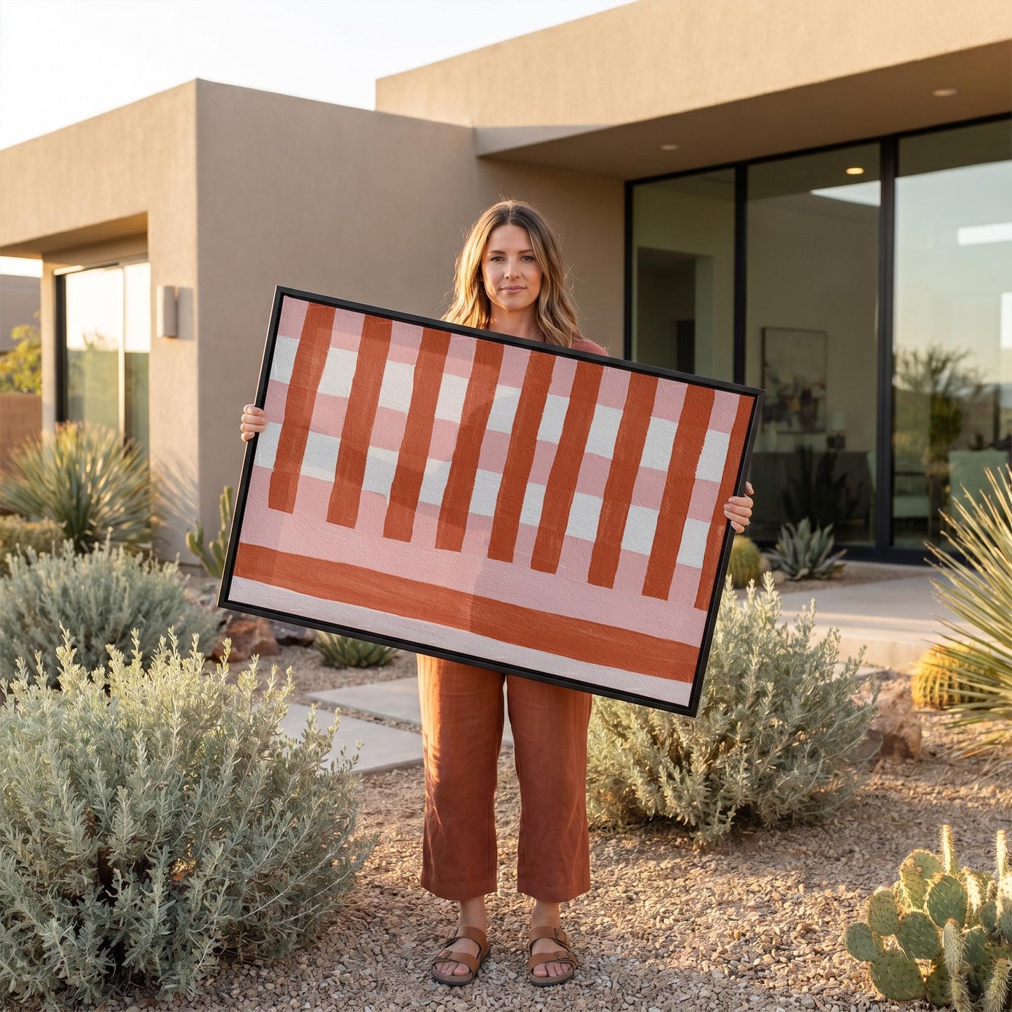 Gingham Stripe Canvas Wall Art