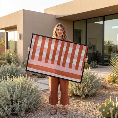 Gingham Stripe Canvas Wall Art