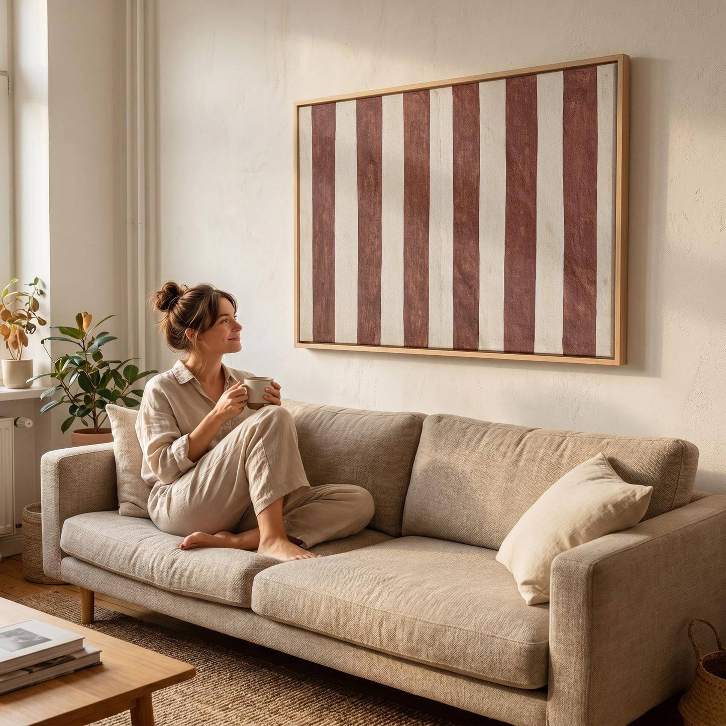 Terracotta Stripe Canvas Wall Art